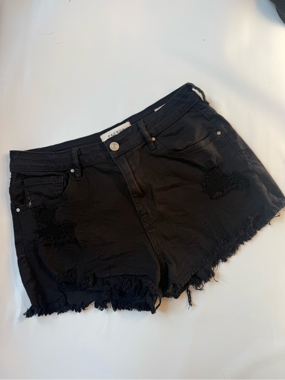 PacSun Black Distressed Denim Cutoff Shorts